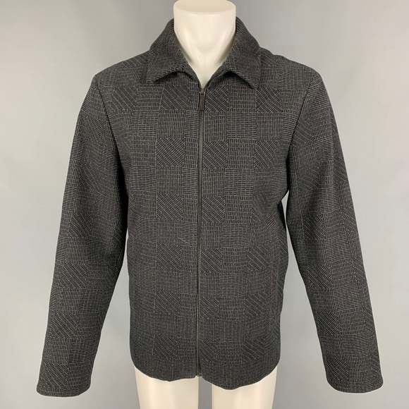 CALVIN KLEIN COLLECTION Charcoal Black Textured Wool  Cashmere Jacket - Picture 1 of 7